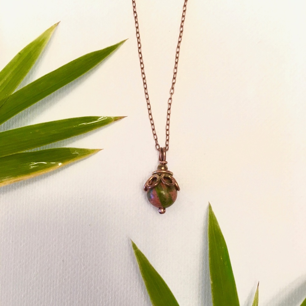 Handmade Unakite Jasper Necklace